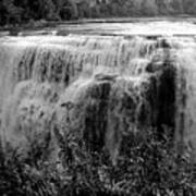 Letchworth State Park Middle Falls In Black And White Poster