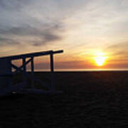 Lifeguard Stand And Sunrise Poster