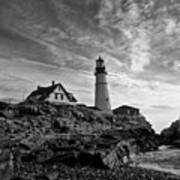 Lighthouse In Black And White Poster