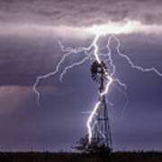 Lightning And Windmill Poster