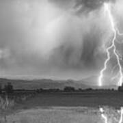 Lightning Bolts Striking Longs Peak Foothills 6bw Poster