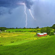 Lightning Storm Over Jenne Farm Poster