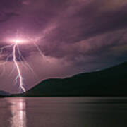 Lightning Storm- Kootenay Lake Bc Poster