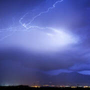 Lightning Strikes Over Boulder Colorado Poster