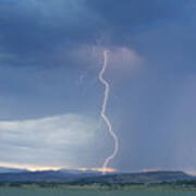 Lightning Striking At Sunset Rocky Mountain Foothills Poster