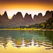 Like A Fairyland Sunset-china Guilin Scenery Lijiang River In Yangshuo Poster