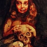 Little Girl With A Skull Poster