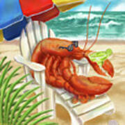 Lobster Drinking A Margarita Poster