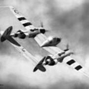 Lockheed P-38l Lightning Drawing Poster