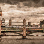 London, England - London Bridges Poster