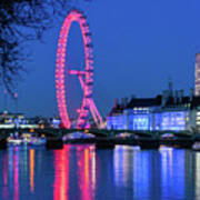 London Eye At Night Poster