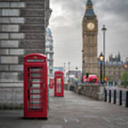 London Phone Booths And Big Ben Poster