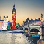 London Skyline Collage 3 Inc Big Ben, Westminster Poster