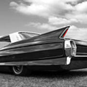 Long Lean 1962 Cadillac Black And White Poster