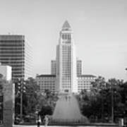 Los Angeles City Hall - Black And White Monochrome Poster