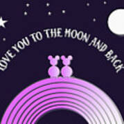 Love You To The Moon And Back  - Valentine Mouse Couple Whimsy Poster