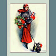 Lovely Lady With Scottish Terrier Poster