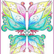 Magic Floral Butterfly Baby Pink Poster