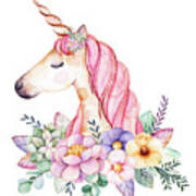 Magical Watercolor Unicorn Poster