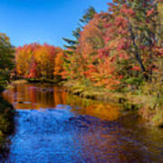 Maine Brook In Afternoon With Fall Color Reflection Poster