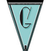Pennant Deco Blues Banner Initial Letter G Poster