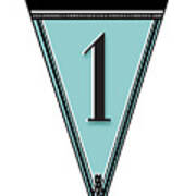 Pennant Deco Blues Banner Number One Poster