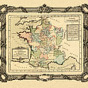Map Of France 1765 Poster