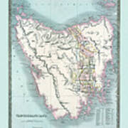 Map Of Tasmania 1835 Poster