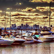 Marina And Boston City Skyline Poster