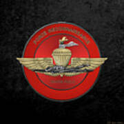 Marine Force Reconnaissance  -  U S M C   F O R E C O N  Insignia Over Black Velvet Poster