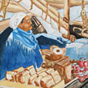 Market Woman On Dock Poster
