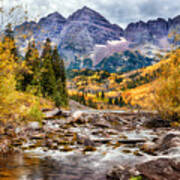 Maroon Bells And The Creek Poster