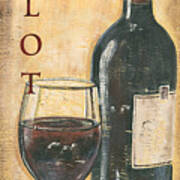 Merlot Wine And Grapes Poster