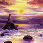 Mermaid In Purple Sunset Poster