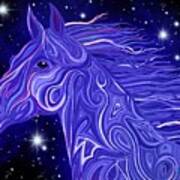 Midnight Blue Mustang Poster