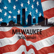 Milwaukee Wi American Flag Squared Poster