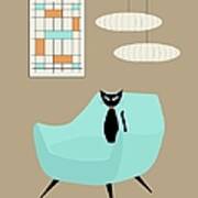 Mini Abstract With Blue Chair Poster