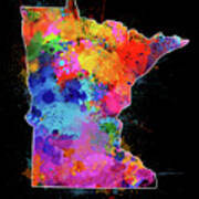 Minnesota Map Color Splatter 2 Poster