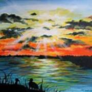 Mississippi River Sunset Poster