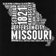 Missouri Black And White Word Cloud Map Poster