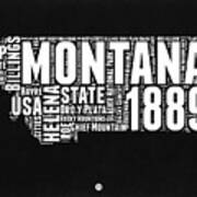 Montana Black And White Map Poster