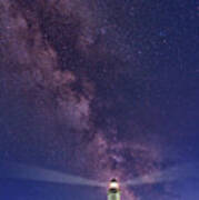 Montauk Point And The Milky Way Poster