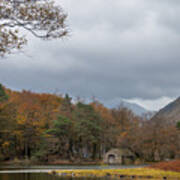 Moody Clouds Over A Boathouse On Wast Water In The Lake District Poster