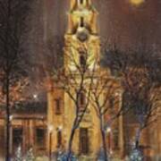 Moon Over Cathedral Square Poster