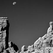 Moon Over Chimney Rock Poster