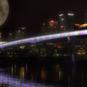 Moon Over Downtown Little Rock - Arkansas - Luna Poster