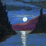 Moonrise Over Strait Poster
