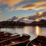 Moored Boats Derwent Water. Poster
