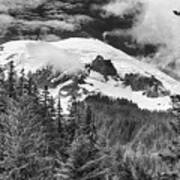 Mt Rainier View - Bw Poster