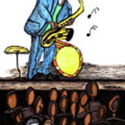 Music Man Cartoon Poster